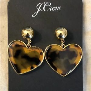 NWT J.Crew HEART DROP EARRINGS IN ACETATE/TORTOISE